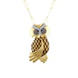 Dream Jungle Collection Yellow Plated Pave Stone Realistic Owl Silver Necklace 1