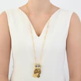 Dream Jungle Collection Yellow Plated Pave Stone Realistic Owl Silver Necklace 3