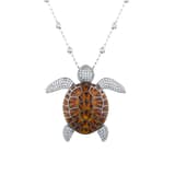 Dream Jungle Collection Brown Enamel Sea Turtle Silver Necklace 1