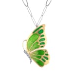 Le Jardin Handcrafted Stone-Embellished Butterfly Necklace with Green Enamel Detail 2