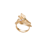 Flowers Collection Colorful Stone Detailed Leaf-Shaped Silver Ring 2