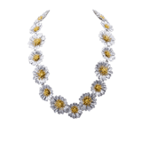 Flowers Collection Multi-Flower Shaped Silver Necklace with Gold Details 2