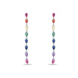 Rainbow Koleksiyonu Renkli Taşlı Sallantılı Küpe 3