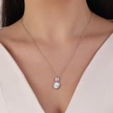 Lucky Gems Koleksiyonu Beyaz Taşlı Oval Kolye 1