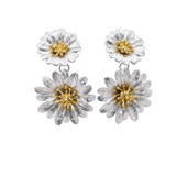 Серьги Flowers Collection из серебра с двойным цветочным мотивом и золотыми деталями 2