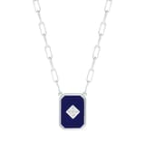 Lucky Gems Koleksiyonu Lapis Taşlı Dikdörtgen Madalyon Gümüş Kolye 1