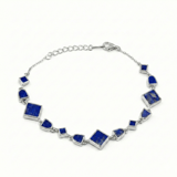 Lucky Gems Koleksiyonu Doğal Lapis Lazuli Taşlı Geometrik Gümüş Bileklik 1