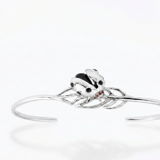 Ladybee Collection Open-Ended Ladybug and Leaf Design Silver Bangle 1