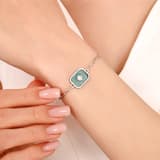 Lucky Gems Koleksiyonu Malahit Taşlı Dikdörtgen Plaka Gümüş Bileklik 3