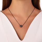 Black Magic Koleksiyonu Siyah Kristal Taşlı Çiçek Gümüş Kolye 3