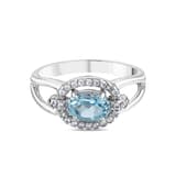 Gift Koleksiyonu Mavi Rengi Oval Kristal Taşlı Gümüş Yüzük 2