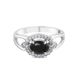 Gift Koleksiyonu Siyah Rengi Oval Kristal Taşlı Gümüş Yüzük 2