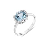Gift Koleksiyonu Yuvarlak Kesim Mavi Taşlı ve Yanları Işıltılı Şeritli Gümü 2