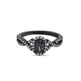 Black Magic Koleksiyonu Oval Taşlı Siyah Gümüş Yüzük 1