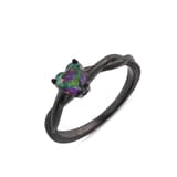 Black Magic Koleksiyonu Kalp Kesim Siyah Gümüş Burgu Yüzük 2