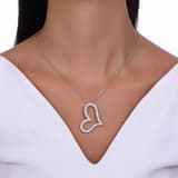 Gift Koleksiyonu Büyük Boy Taşlı Kalp Gümüş Kolye 3
