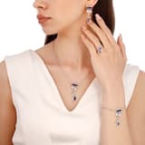 Lucky Gems Koleksiyonu Ataç Zincirli Lapis ve İnci Detaylı Gümüş Kolye 4