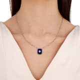 Lucky Gems Koleksiyonu Lapis Taşlı Dikdörtgen Madalyon Gümüş Kolye 3