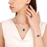 Lucky Gems Koleksiyonu Lapis Taşlı Dikdörtgen Madalyon Gümüş Kolye 4