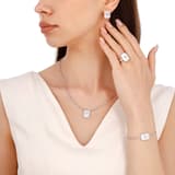 Lucky Gems Koleksiyonu Sedef Taşlı Dikdörtgen Madalyon Gümüş Kolye 4