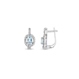 Gift Koleksiyonu Klasik Oval Tasarım Açık Mavi Kristal Taşlı Gümüş Küpe 1