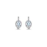 Gift Koleksiyonu Klasik Oval Tasarım Açık Mavi Kristal Taşlı Gümüş Küpe 2
