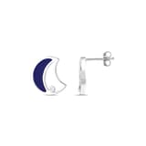 Lucky Gems Koleksiyonu Lapis Taşlı Hilal Tasarım Gümüş Küpe 1