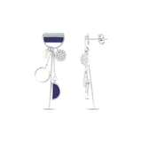 Lucky Gems Koleksiyonu Lapis Taşlı ve İncili Sallantılı Gümüş Küpe 1