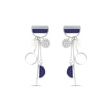 Lucky Gems Koleksiyonu Lapis Taşlı ve İncili Sallantılı Gümüş Küpe 2