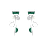 Lucky Gems Koleksiyonu Malahit Taşlı ve İncili Sallantılı Gümüş Küpe 2