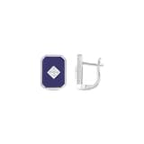 Lucky Gems Koleksiyonu Lapis Taşlı Dikdörtgen Gümüş Küpe 1