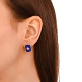 Lucky Gems Koleksiyonu Lapis Taşlı Dikdörtgen Gümüş Küpe 3