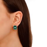 Lucky Gems Koleksiyonu Malahit Taşlı Dikdörtgen Gümüş Küpe 3