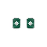 Lucky Gems Koleksiyonu Malahit Taşlı Dikdörtgen Gümüş Küpe 2