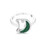 Lucky Gems Koleksiyonu Malahit Taşlı Hilal Figürlü Gümüş Yüzük 2