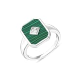 Lucky Gems Koleksiyonu Dikdörtgen Malahit Taşlı Dikdörtgen Gümüş Yüzük 1