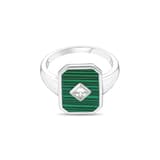 Lucky Gems Koleksiyonu Dikdörtgen Malahit Taşlı Dikdörtgen Gümüş Yüzük 2