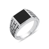 Bravoman Collection Black Stone Geometric Ring 2