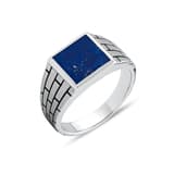 Bravoman Collection Lapis Stone Geometric Ring 2