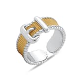 Bravoman Collection Gold-Tone Mesh Ring with Buckle Detail 2