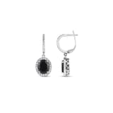 Gift Koleksiyonu Oval Kesim Siyah Taşlı Sallantılı Küpe 3