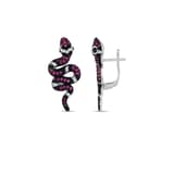 Dream Jungle Koleksiyonu Pembe Taşlı Yılan Küpe 3