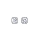 Серьги-гвоздики Gift Collection с круглым камнем и квадратным ореолом 2