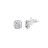 Серьги-гвоздики Gift Collection с круглым камнем и квадратным ореолом 3
