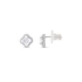 Серьги с квадратным камнем и ореолом из коллекции Gift 2