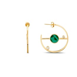 Lucky Gems Model-2 Malahit Taşlı Altın Renkli Gümüş Küpe
