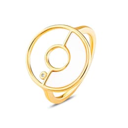 Lucky Gems Model-1 Sedef Taşlı Altın Renkli Gümüş Yüzük