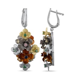 Global Warming Multi-Flower Shaped Colorful Stone Bouquet Dangle Earrings