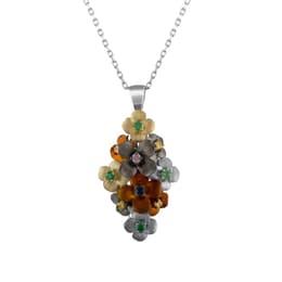 Global Warming Multi-Flower Shaped Colorful Stone Bouquet Women's Necklace