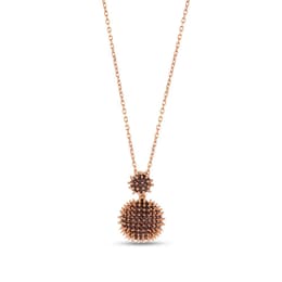 Hedgehog Kahverengi Yarım Top-Altı Düz Rose Altın Renkli Gümüş Kolye